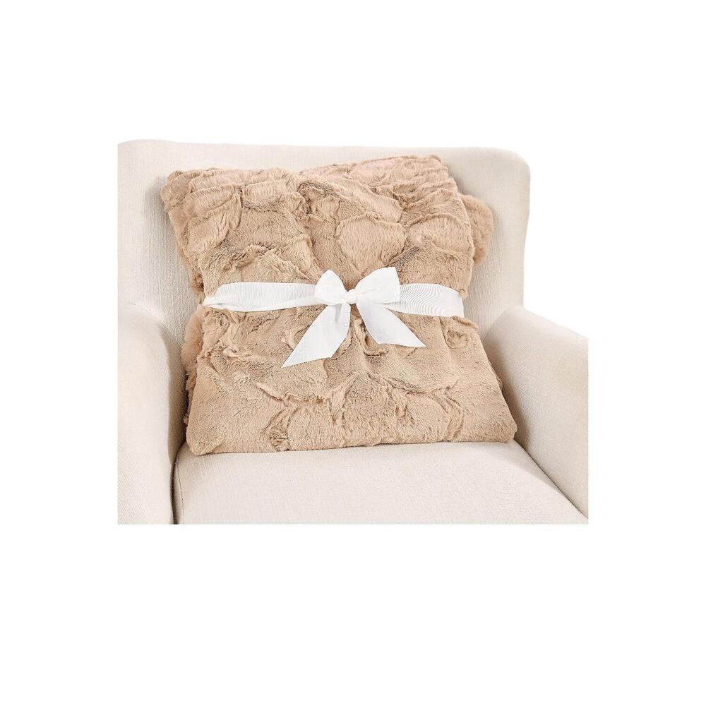 Hotel du Cobb 50x70 Bloom Floral Faux Fur Throw by Dennis Basso Mocha